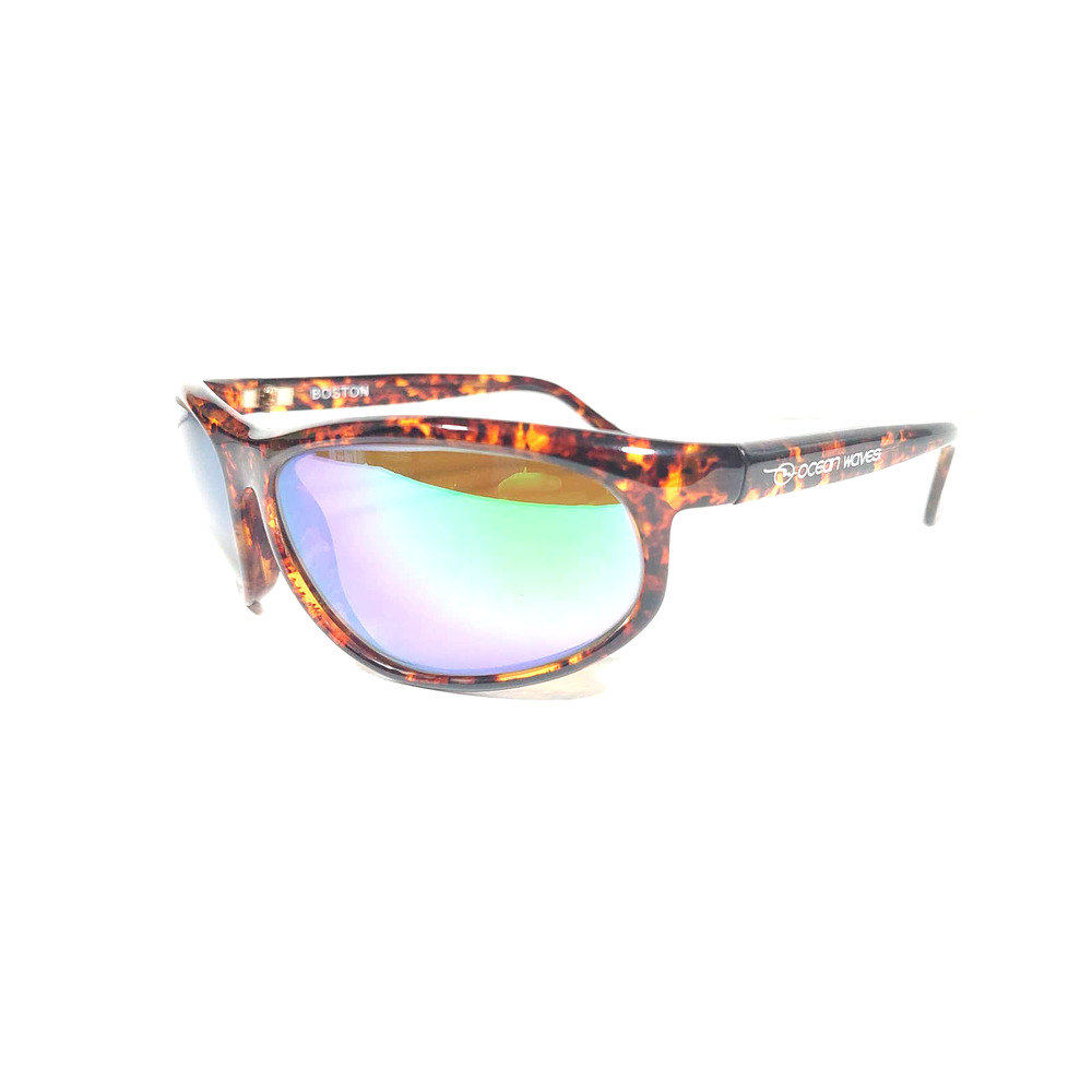 HTF Vintage Ocean Waves Boston Brown Tortoise Shell Wrap Men's Sunglasses